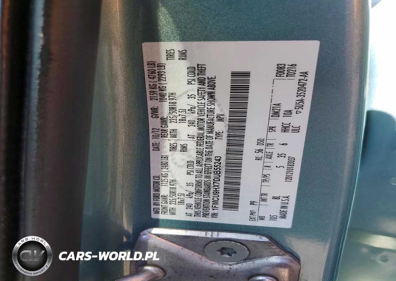 2013 Ford Escape Sel VIN:1FMCU9HX7DUB55243 - 12