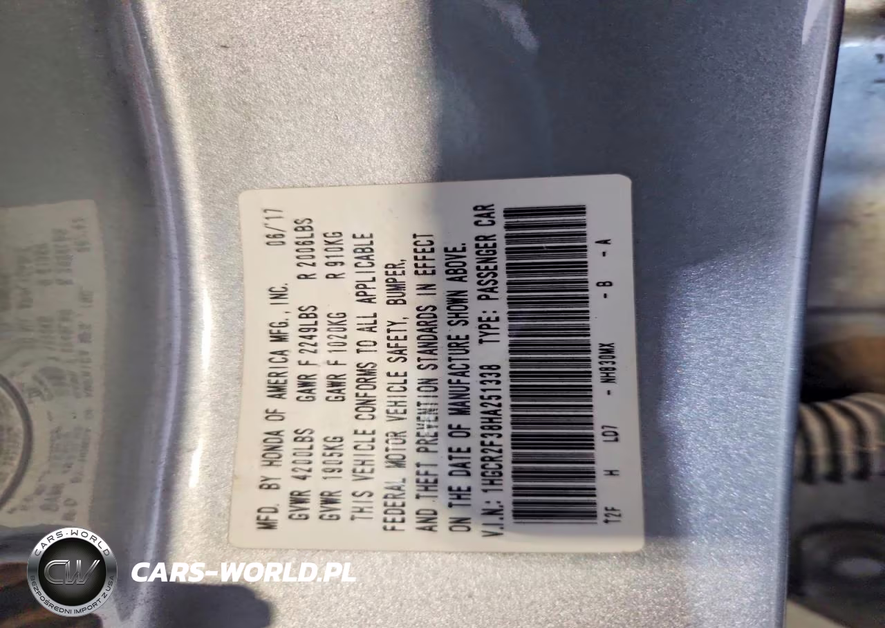 2017 Honda Accord VIN:1HGCR2F38HA251338 - 13