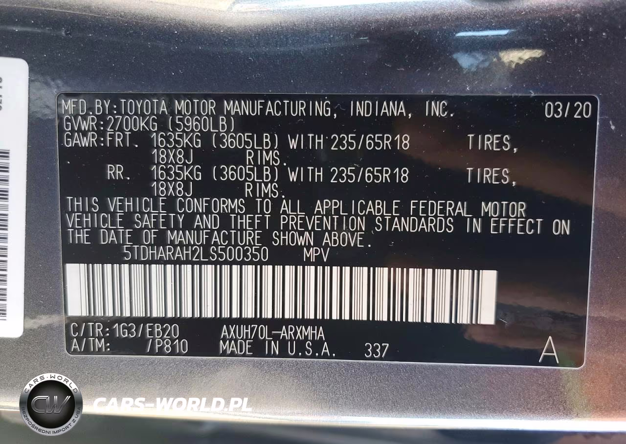 2020 Toyota Highlander Hybrid Xle VIN:5TDHARAH2LS500350 - 14