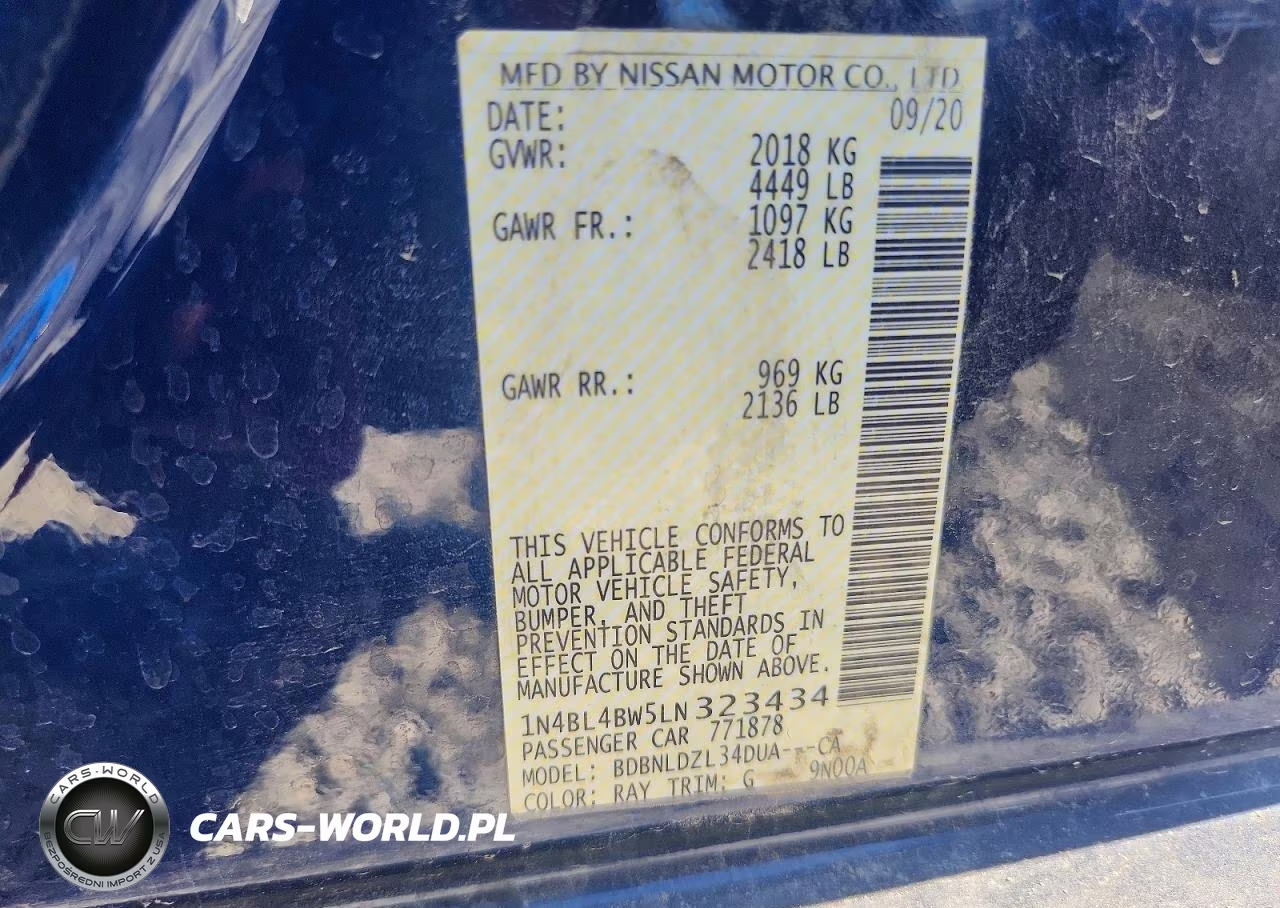 2020 Nissan Altima S VIN:1N4BL4BW5LN323434 - 13