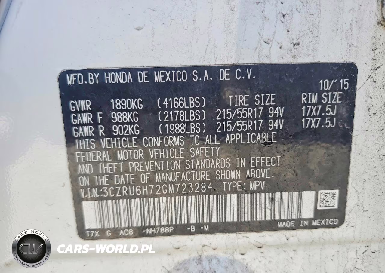 2016 Honda Hr-V Exl VIN:3CZRU6H72GM723284 - 13