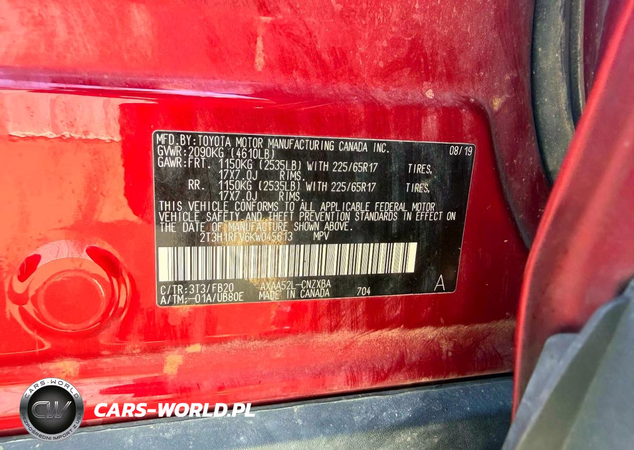 2019 Toyota Rav4 Le VIN:2T3H1RFV6KW045613 - 10