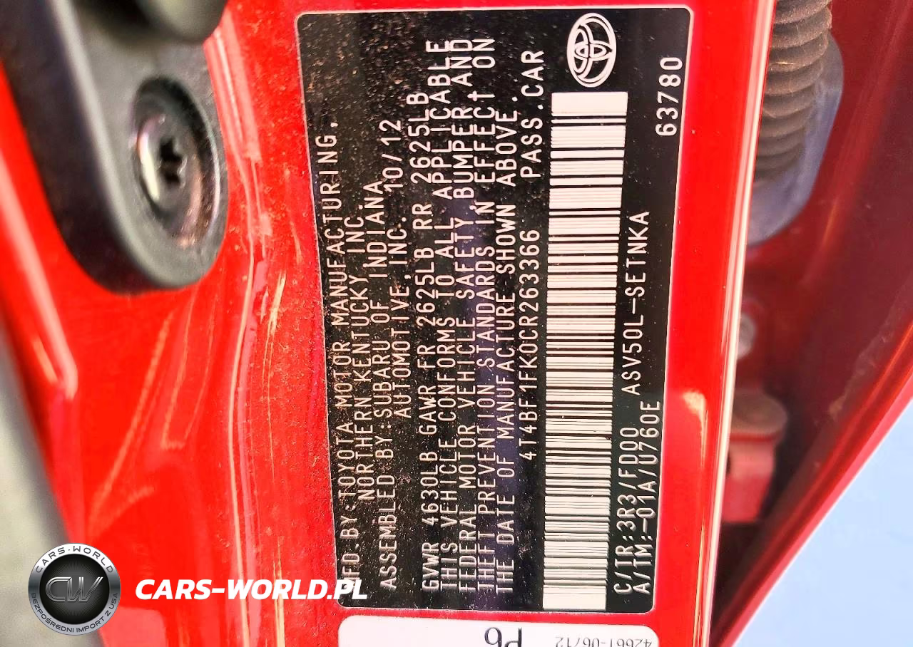 2012 Toyota Camry Le VIN:4T4BF1FK0CR263366 - 12