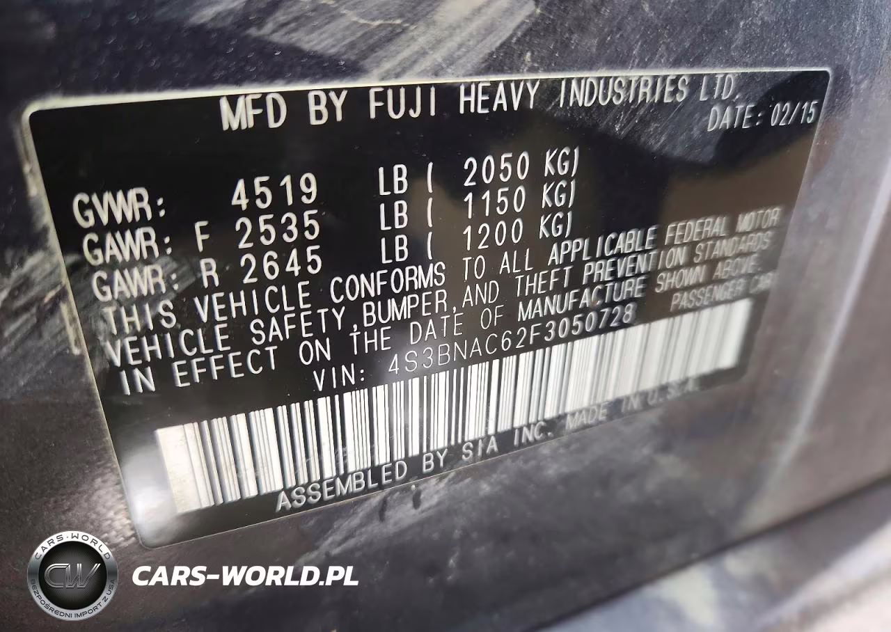 2015 Subaru Legacy 2.5I Premium VIN:4S3BNAC62F3050728 - 12