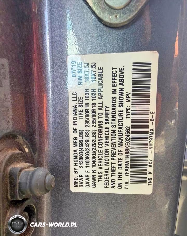 2019 Honda Cr-V Exl VIN:7FARW1H88KE024562 - 10