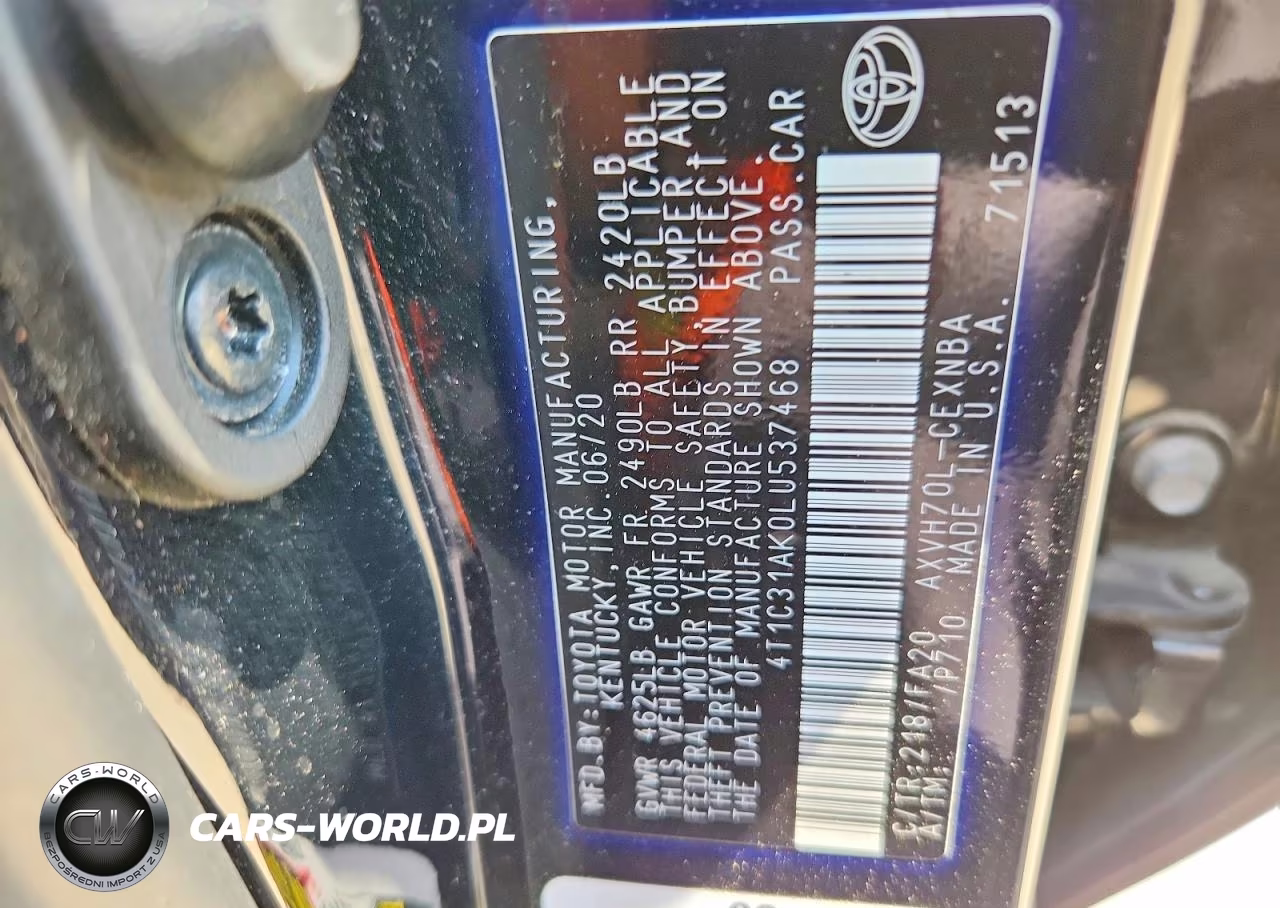 2020 Toyota Camry Le VIN:4T1C31AK0LU537468 - 13