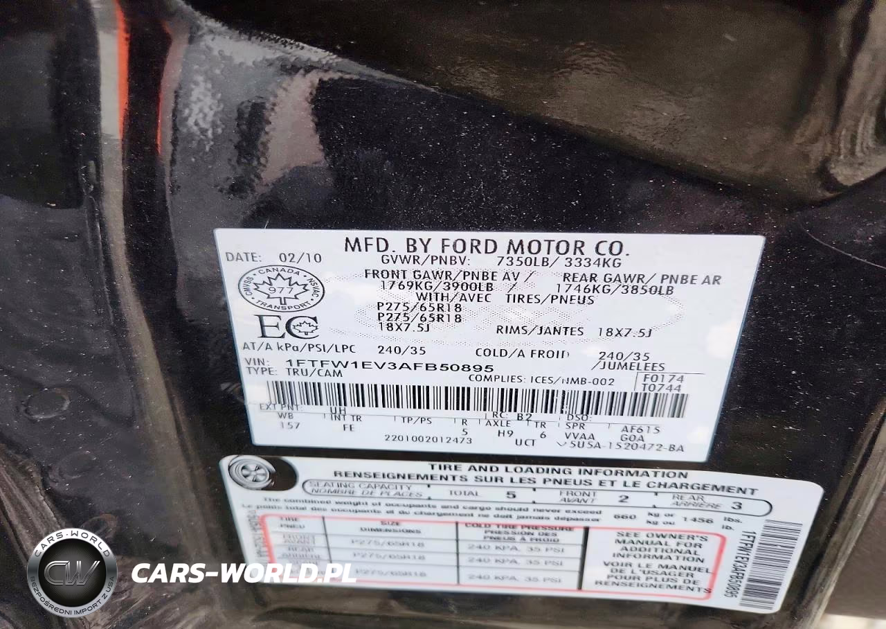 2010 Ford F150 Supercrew VIN:1FTFW1EV3AFB50895 - 12