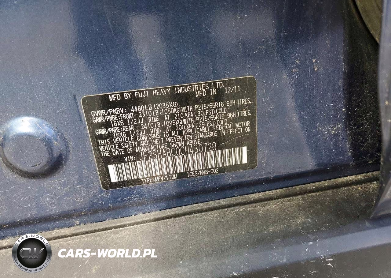 2012 Subaru Forester 2.5X VIN:JF2SHABC0CH430729 - 13
