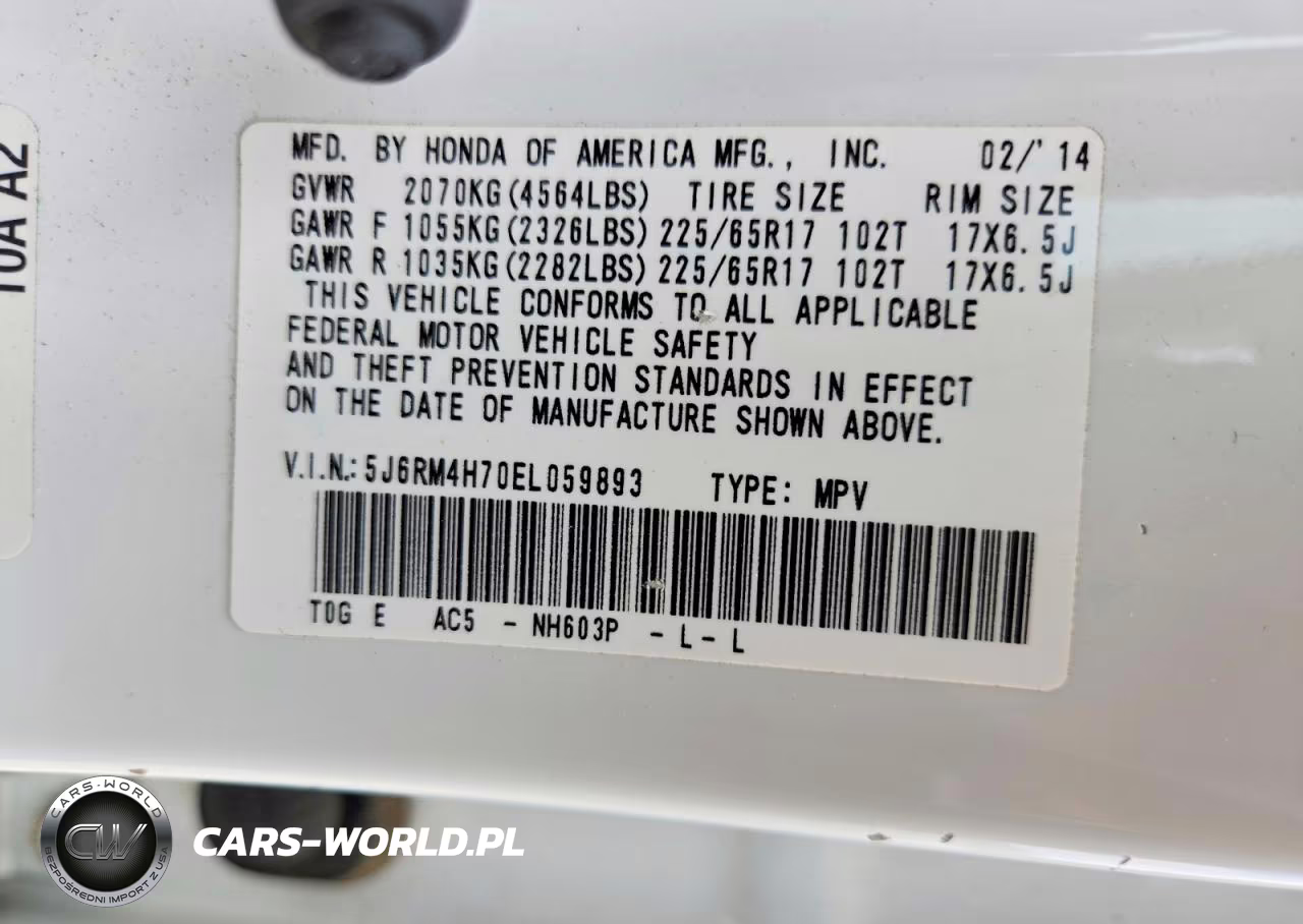 2014 Honda Cr-V Exl VIN:5J6RM4H70EL059893 - 12