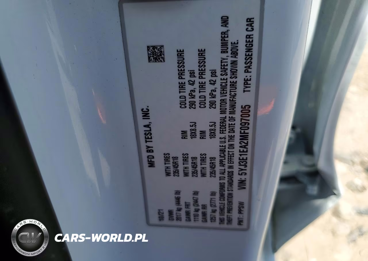 2021 Tesla Model 3 VIN:5YJ3E1EA2MF097005 - 13
