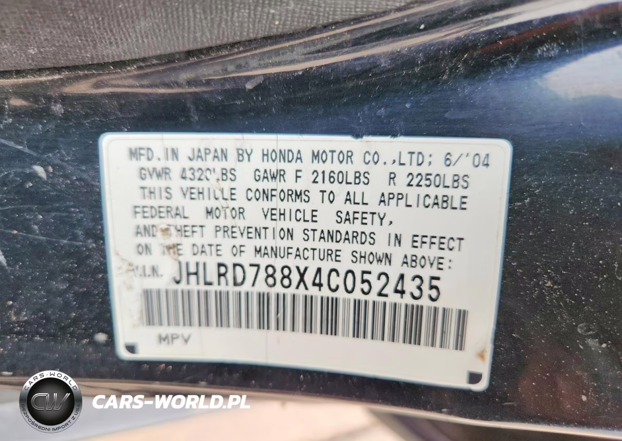 2004 Honda Cr-V Ex VIN:JHLRD788X4C052435 - 13