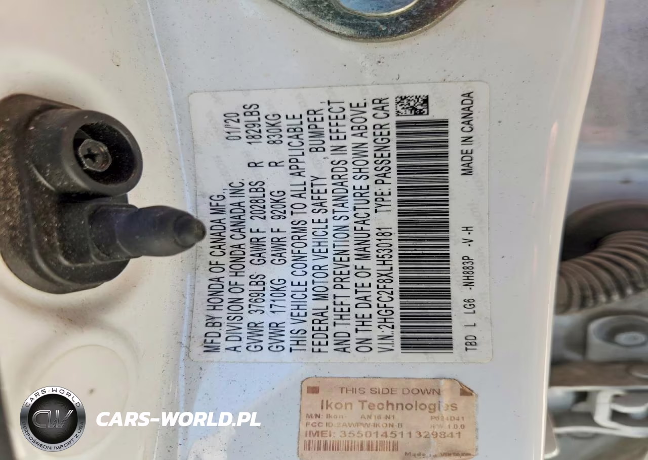 2020 Honda Civic Sport VIN:2HGFC2F8XLH530181 - 12