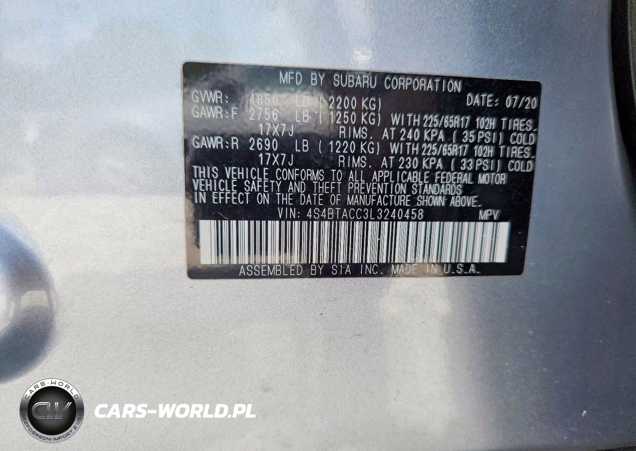 2020 Subaru Outback Premium VIN:4S4BTACC3L3240458 - 14