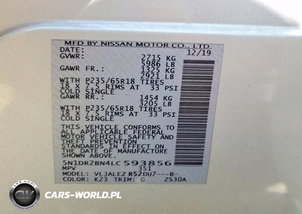 2020 Nissan Pathfinder Sv VIN:5N1DR2BN4LC593856 - 14