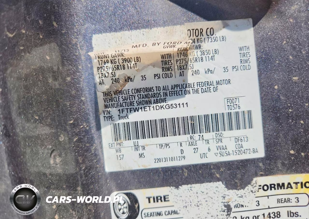 2013 Ford F150 Supercrew VIN:1FTFW1ET1DKG53111 - 12