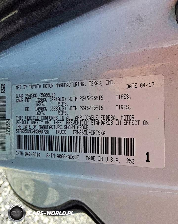2017 Toyota Tacoma Sr VIN:5TFRX5GN3HX090720 - 12