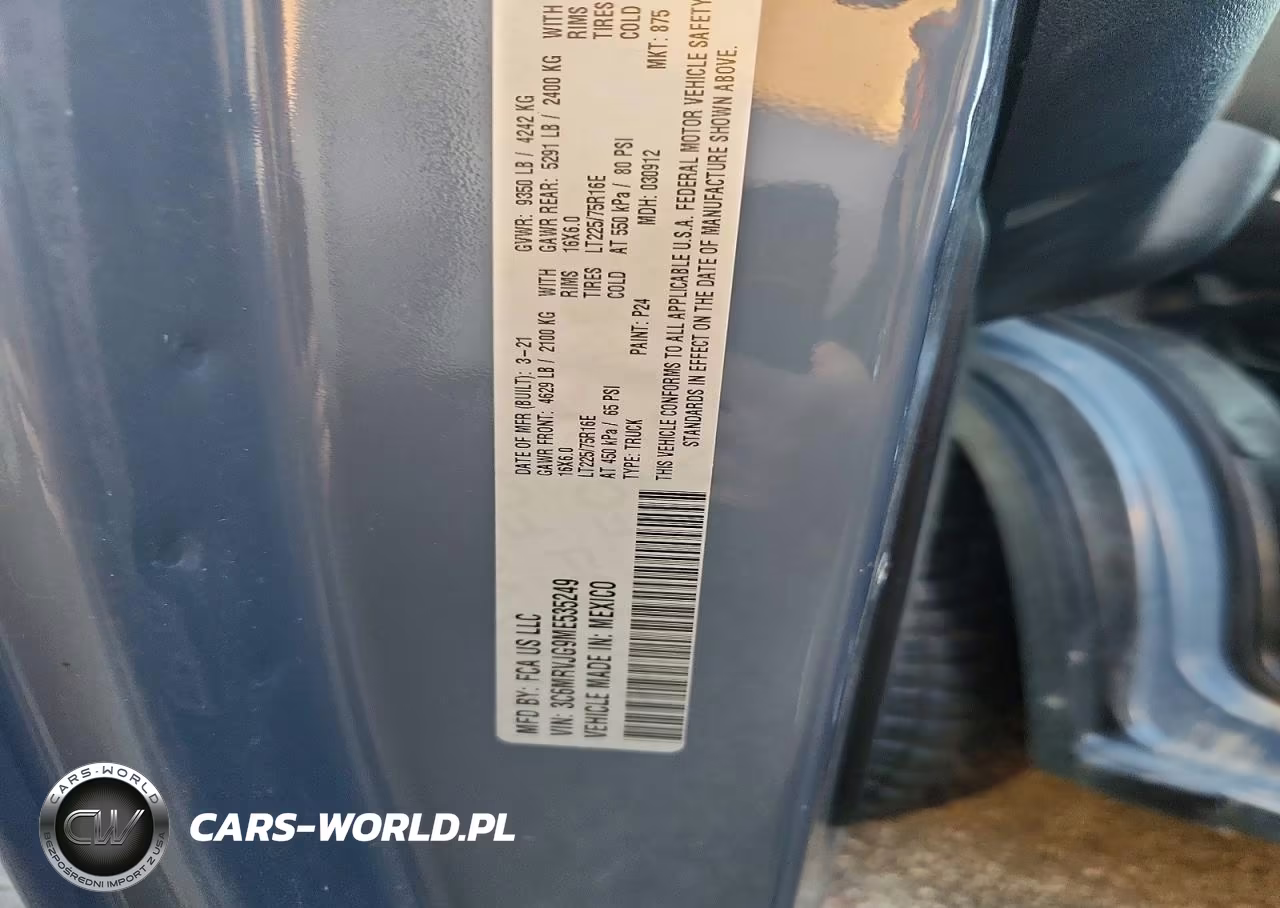 2021 Ram Promaster 3500 Delivery Van VIN:3C6MRVJG9ME535249 - 13