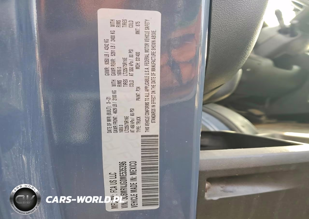2021 Ram Promaster 3500 Delivery Van VIN:3C6MRVJG0ME535396 - 13