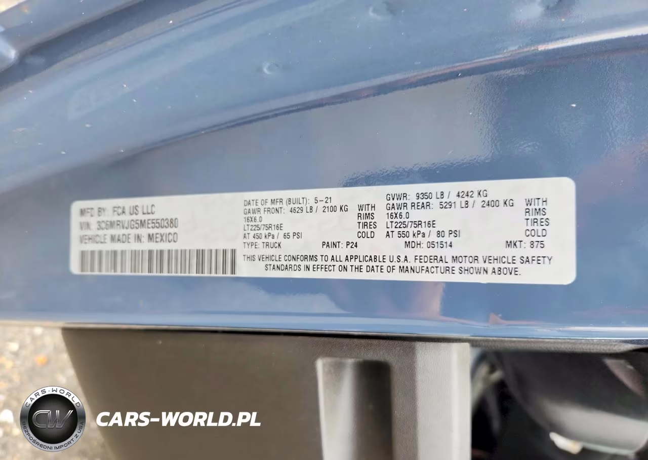 2021 Ram Promaster 3500 3500 High VIN:3C6MRVJG5ME550380 - 13