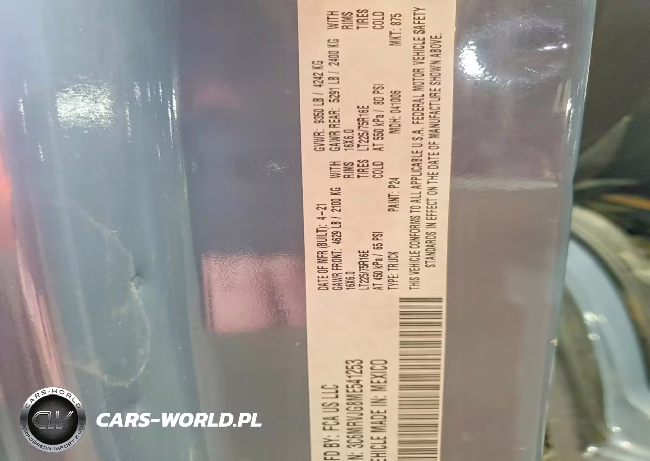 2021 Ram Promaster 3500 Delivery Van VIN:3C6MRVJG8ME541253 - 13