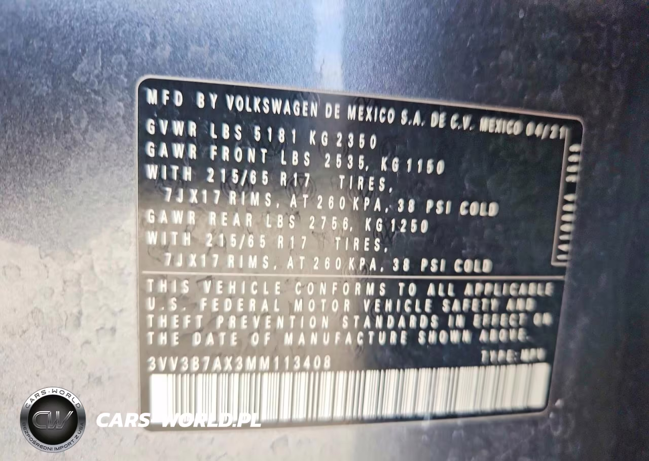 2021 Volkswagen Tiguan Se VIN:3VV3B7AX3MM113408 - 13