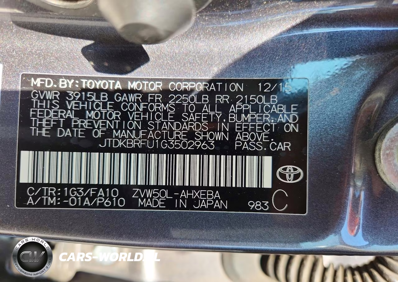 2016 Toyota Prius Two VIN:JTDKBRFU1G3502963 - 12