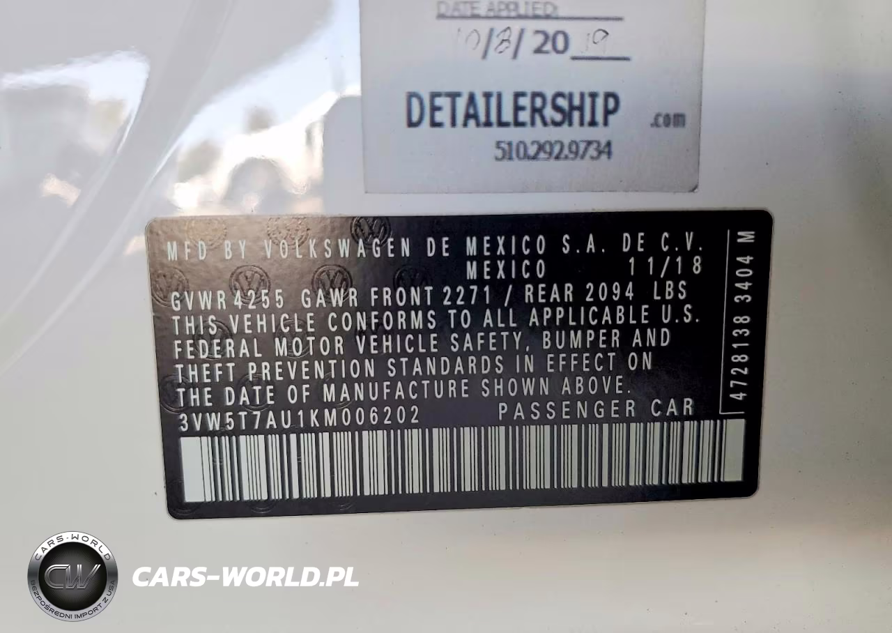 2019 Volkswagen Gti S VIN:3VW5T7AU1KM006202 - 12