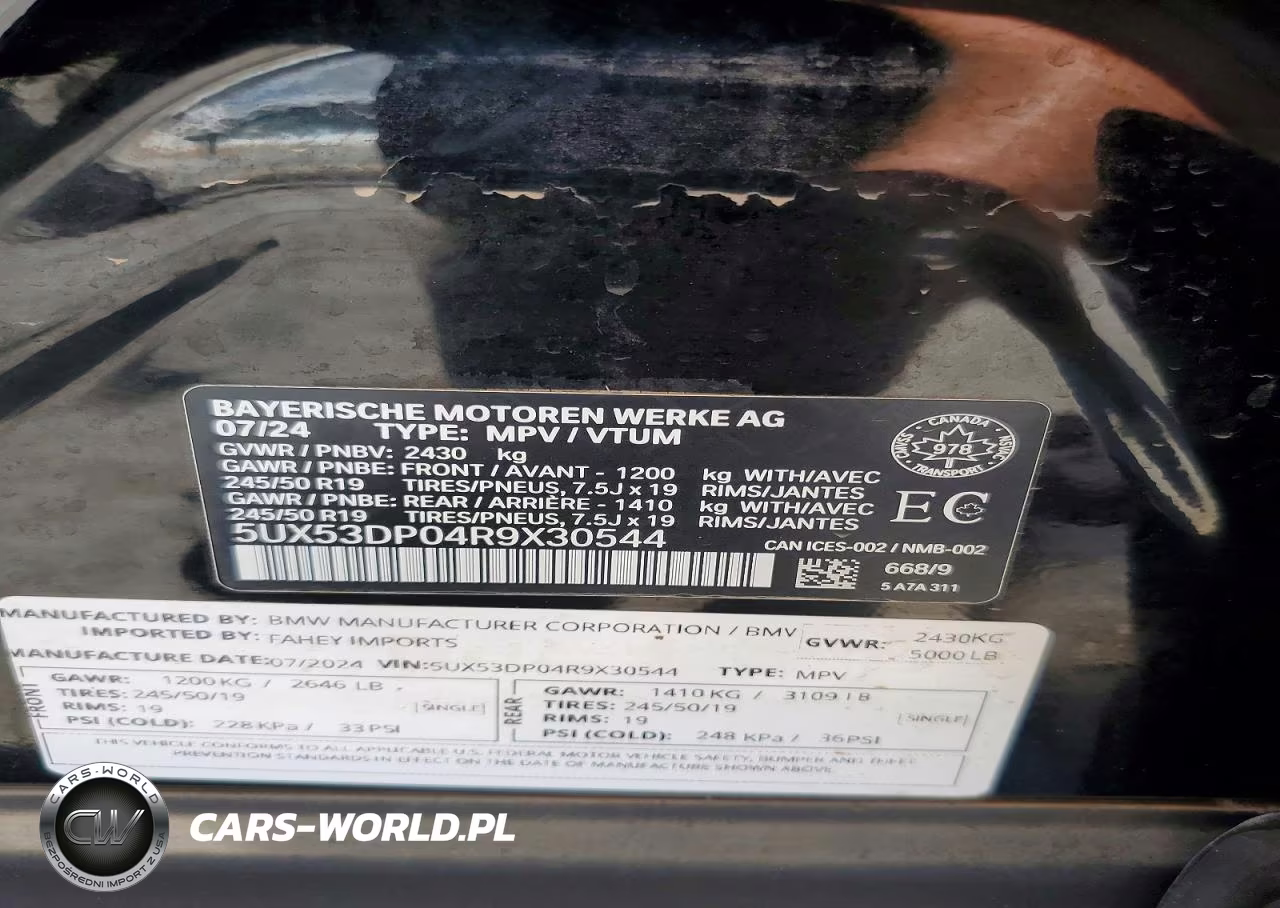 2024 BMW X3 xDrive30I VIN:5UX53DP04R9X30544 - 13