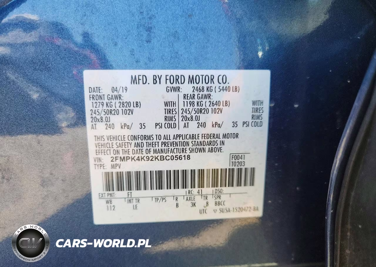 2019 Ford Edge Titanium VIN:2FMPK4K92KBC05618 - 14