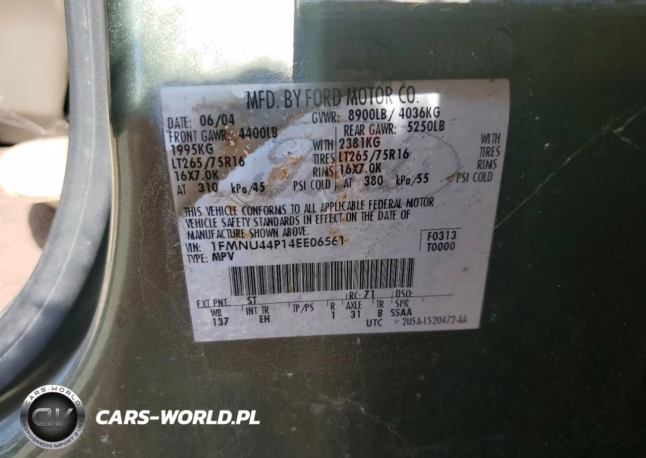 2004 Ford Excursion Eddie Bauer VIN:1FMNU44P14EE06561 - 13