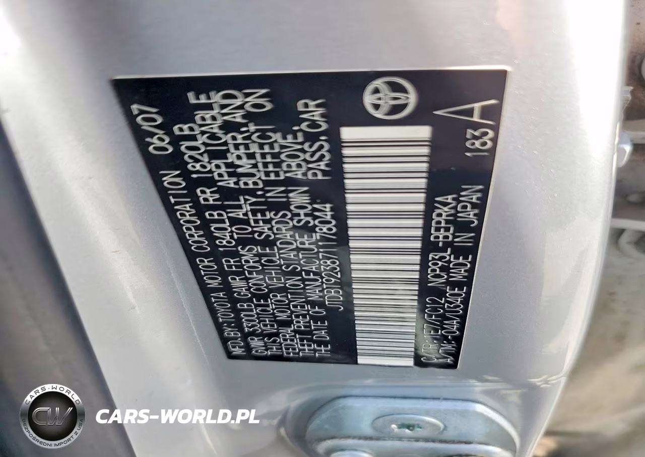 2007 Toyota Yaris Base VIN:JTDBT923871178044 - 12