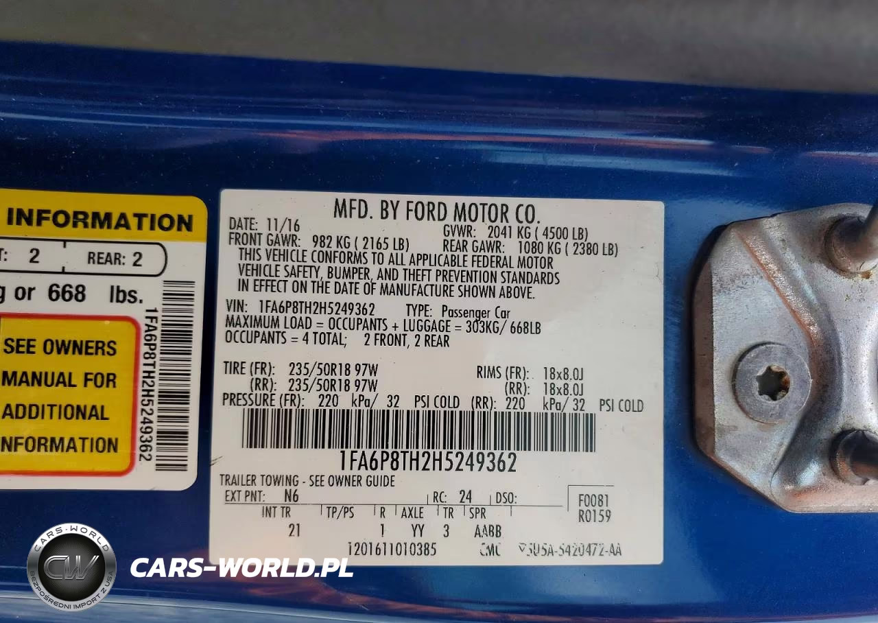 2017 Ford Mustang VIN:1FA6P8TH2H5249362 - 12
