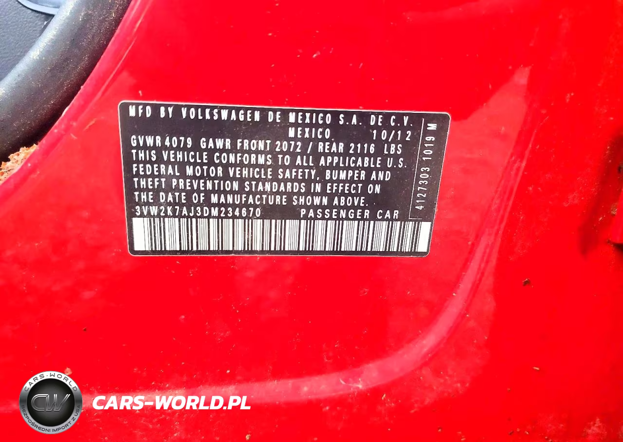 2013 Volkswagen Jetta Base VIN:3VW2K7AJ3DM234670 - 12
