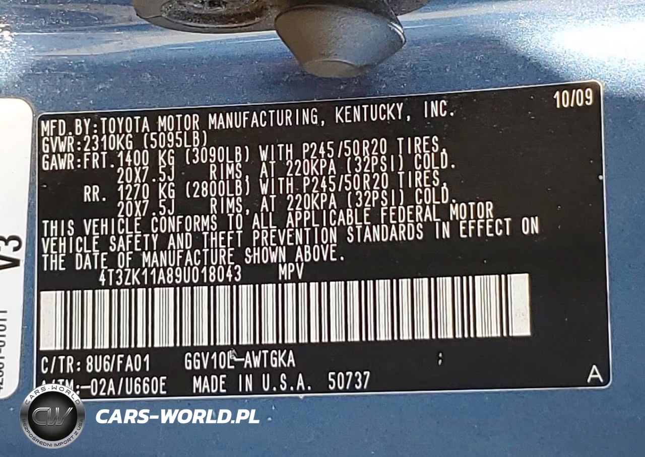 2009 Toyota Venza Fwd V6 VIN:4T3ZK11A89U018043 - 13