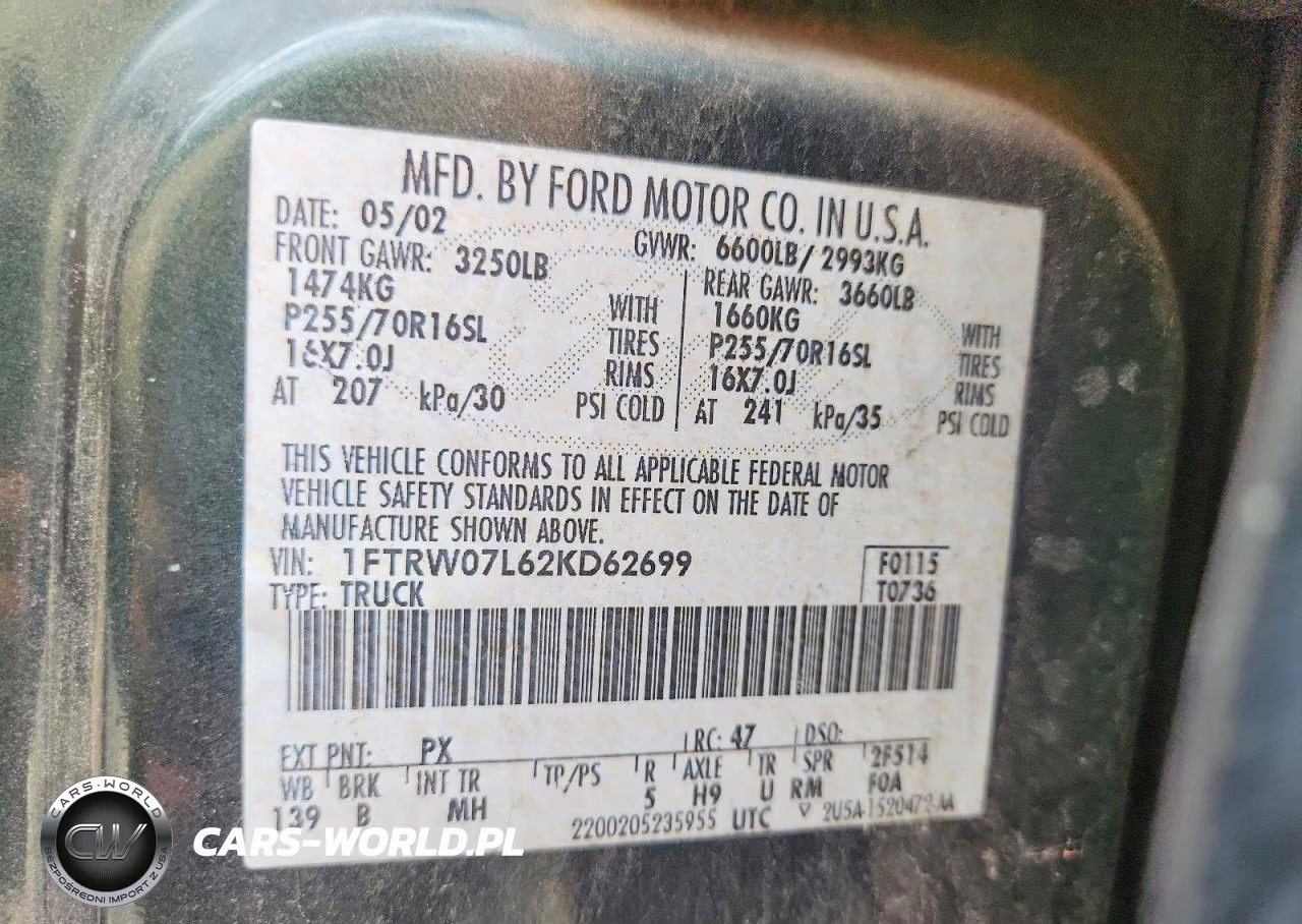 2002 Ford F150 Supercrew VIN:1FTRW07L62KD62699 - 23