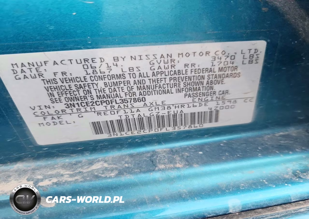 2015 Nissan Versa Note Sr VIN:3N1CE2CP0FL357860 - 14