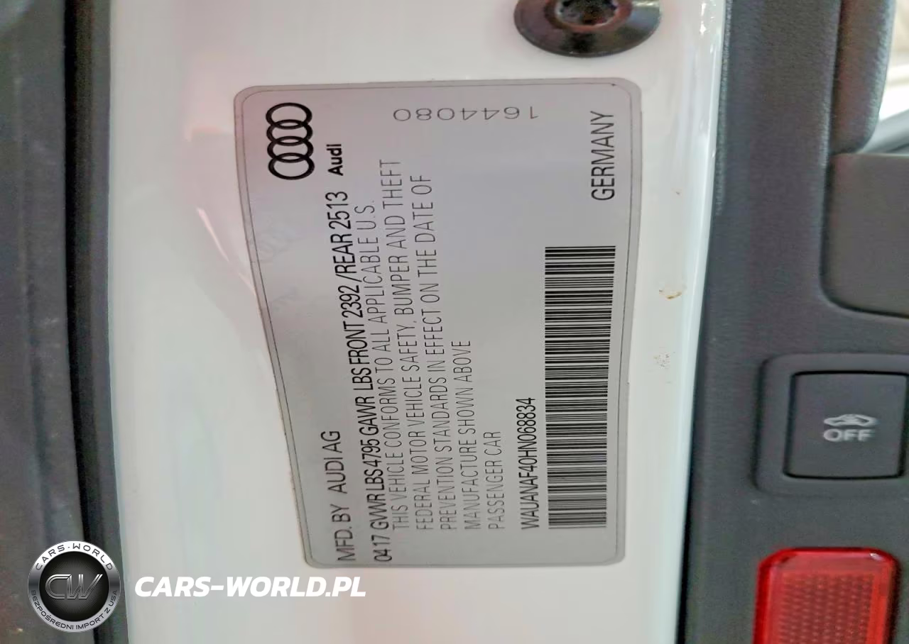 2017 Audi A4 Premium VIN:WAUANAF40HN068834 - 12