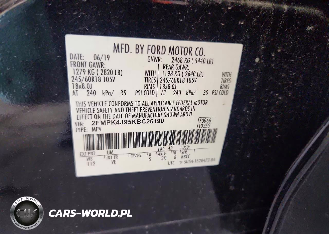 2019 Ford Edge Sel VIN:2FMPK4J95KBC26190 - 12