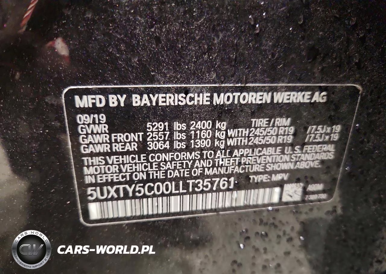 2020 BMW X3 xDrive30I VIN:5UXTY5C00LLT35761 - 13
