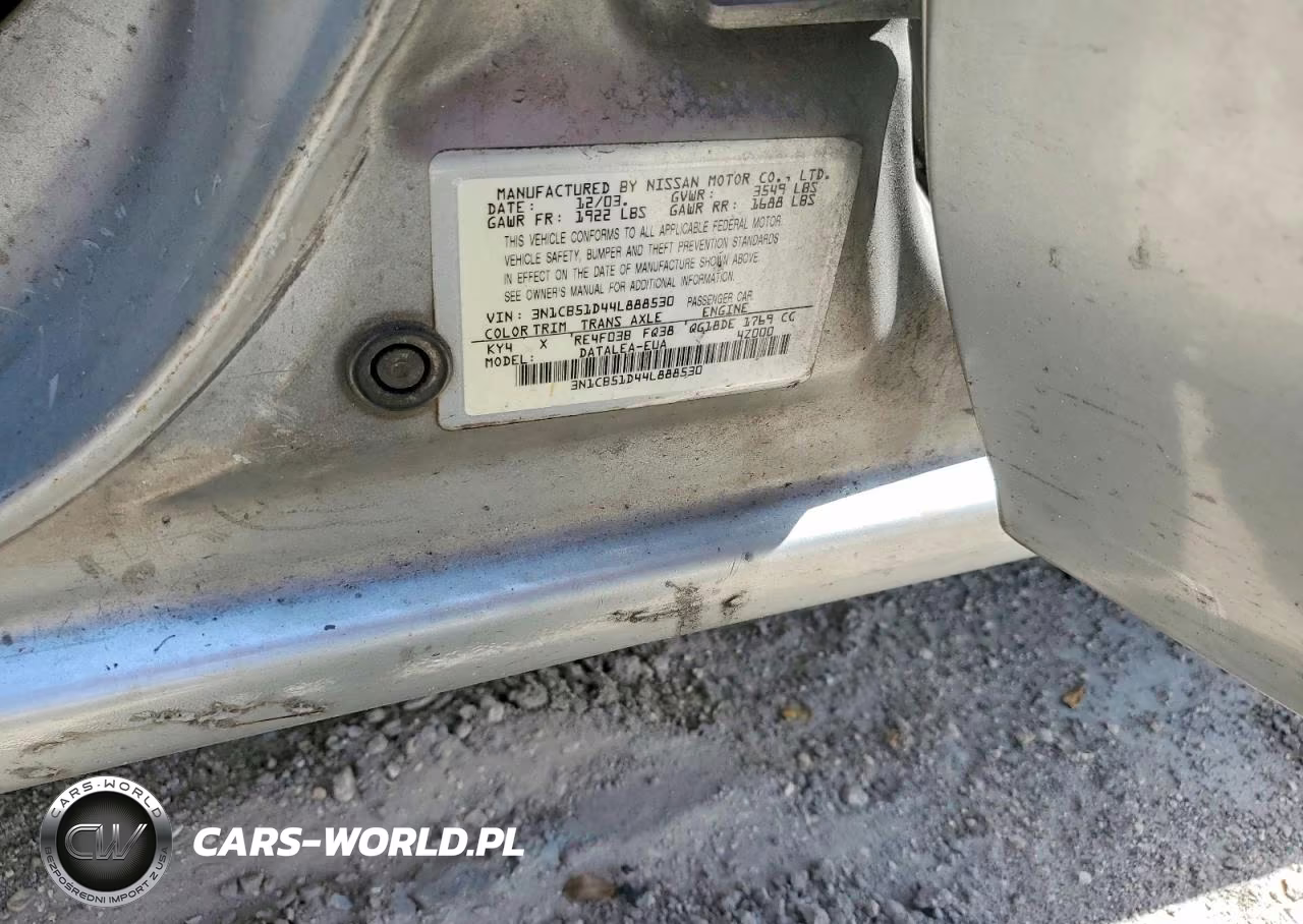 2004 Nissan Sentra 1.8 VIN:3N1CB51D44L888530 - 12