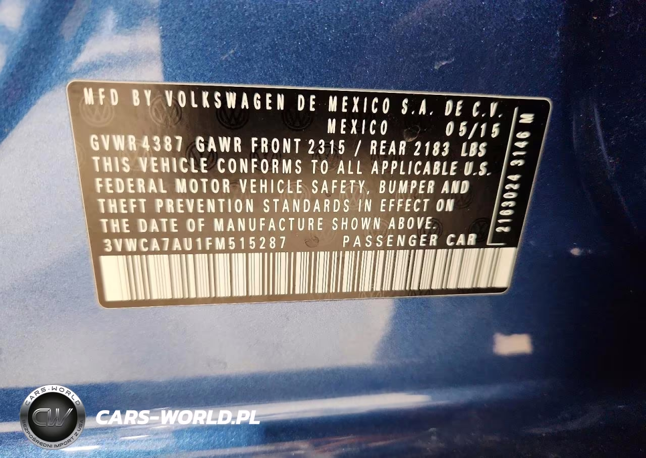 2015 Volkswagen Golf Sportwagen Tdi S VIN:3VWCA7AU1FM515287 - 13
