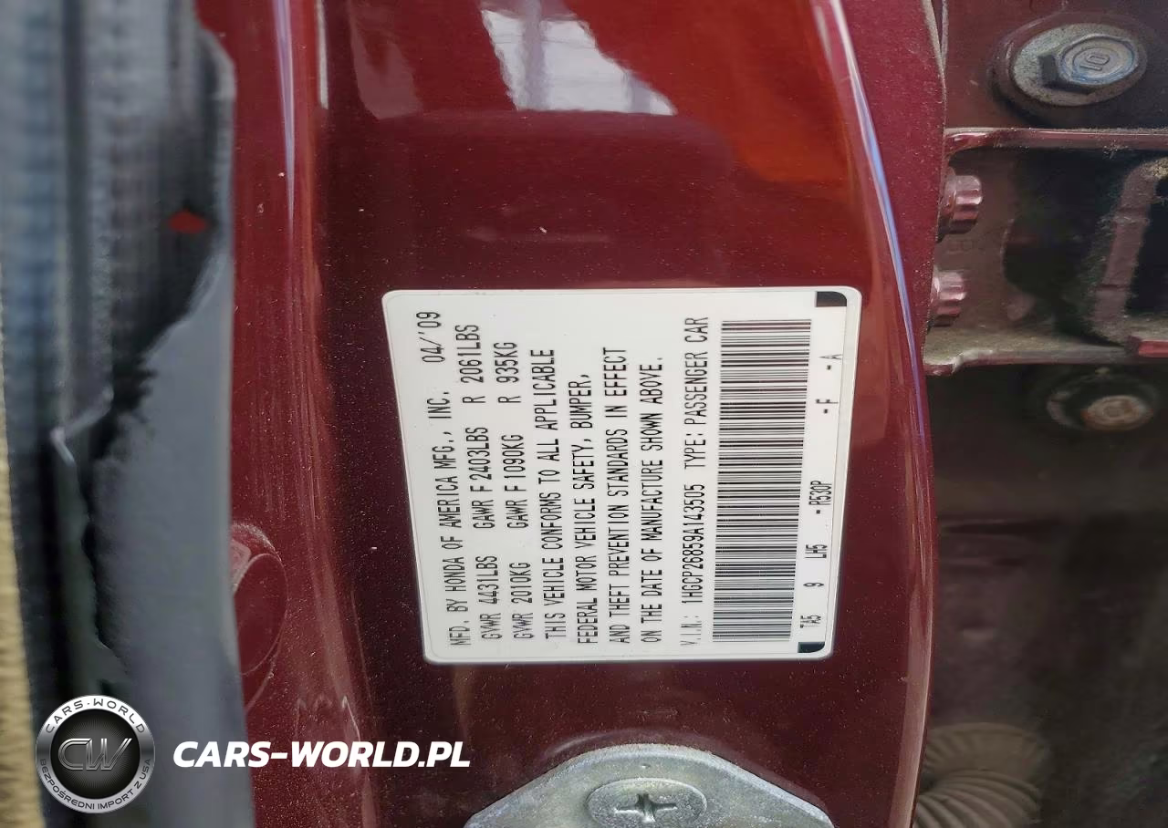 2009 Honda Accord Exl VIN:1HGCP26859A143505 - 13