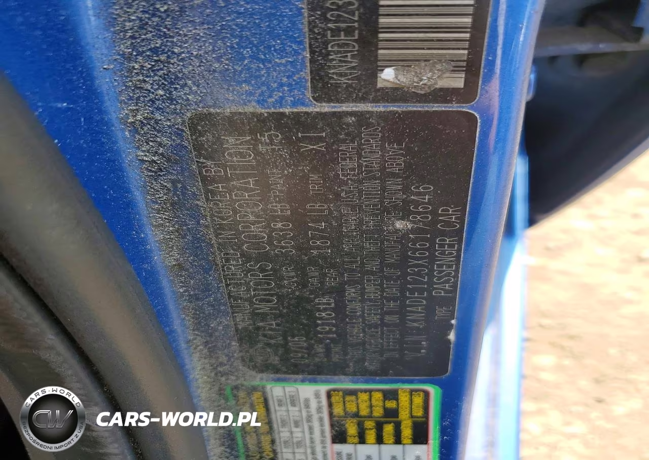 2006 Kia Rio Base VIN:KNADE123X66178646 - 12