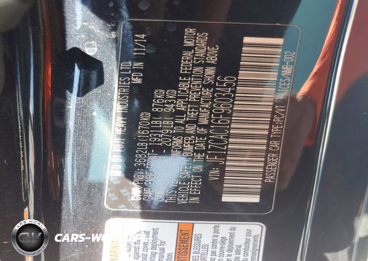 2015 Subaru Brz 2.0 Limited VIN:JF1ZCAC16F9603456 - 12