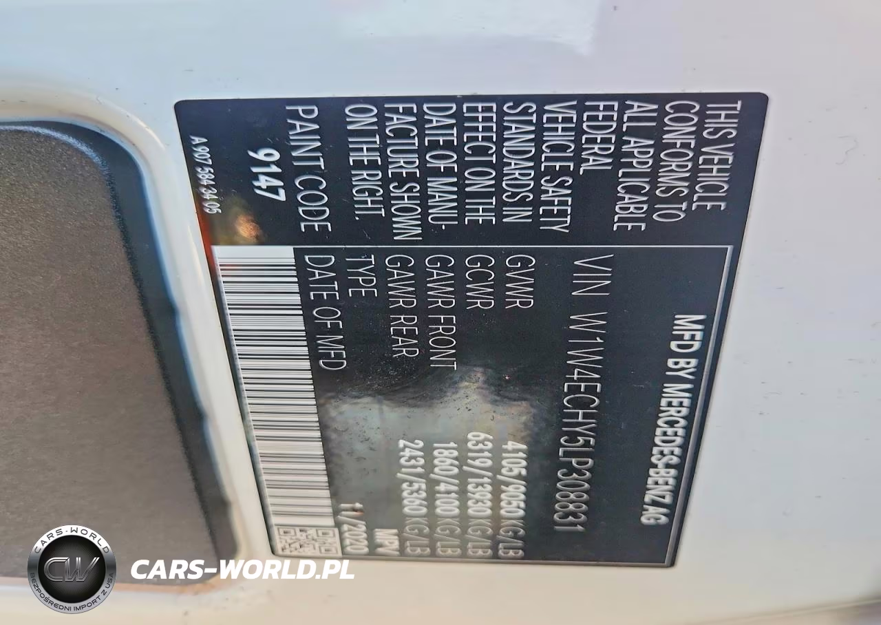 2020 Mercedes-Benz Sprinter 2500 VIN:W1W4ECHY5LP308831 - 12