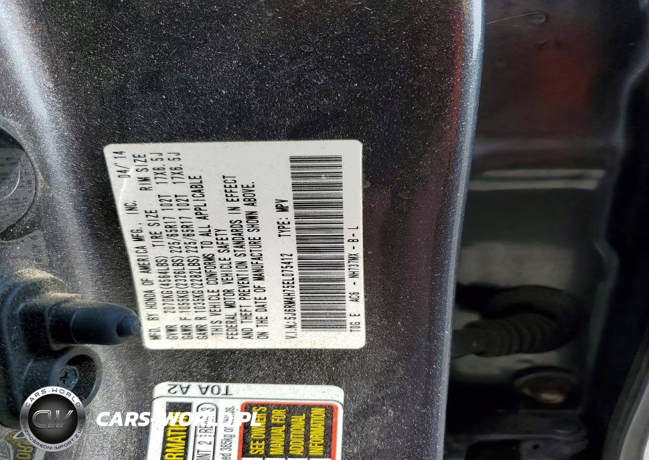 2014 Honda Cr-V Exl VIN:5J6RM4H75EL075412 - 13