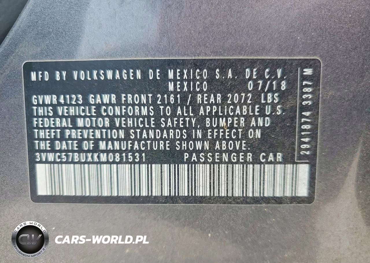 2019 Volkswagen Jetta S VIN:3VWC57BUXKM081531 - 12