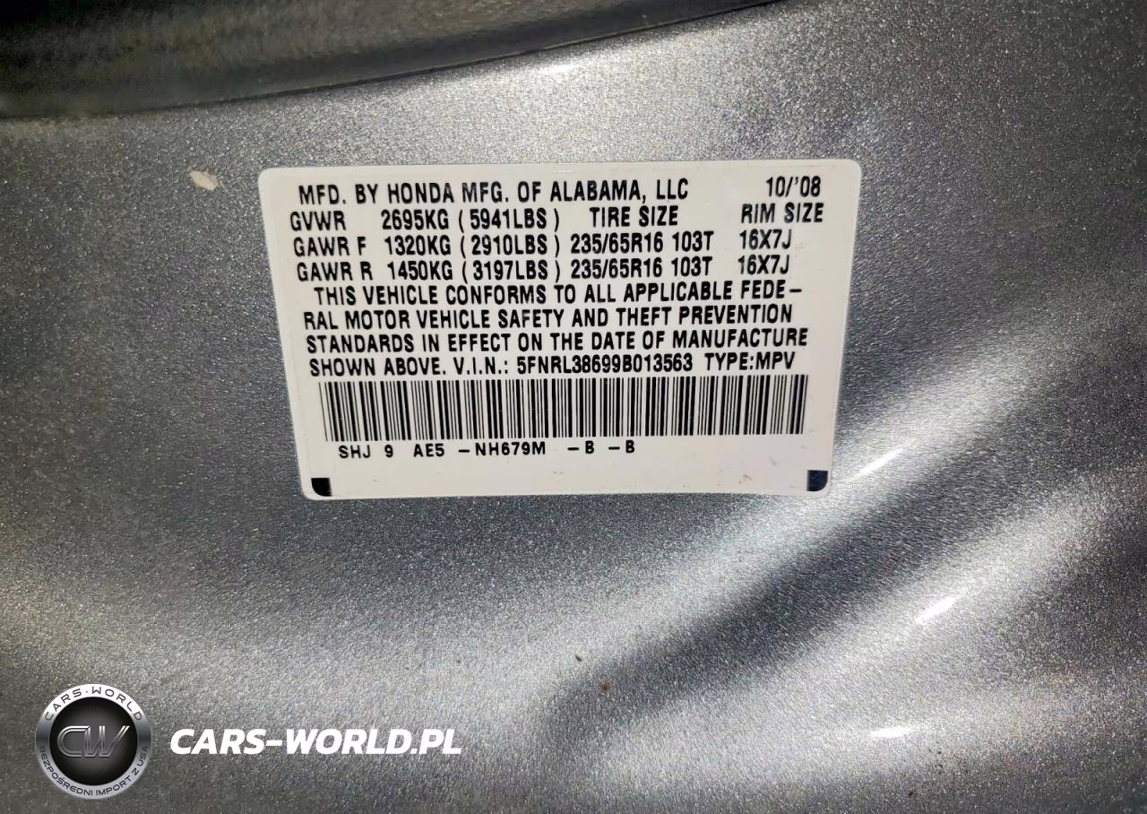 2009 Honda Odyssey Exl VIN:5FNRL38699B013563 - 13