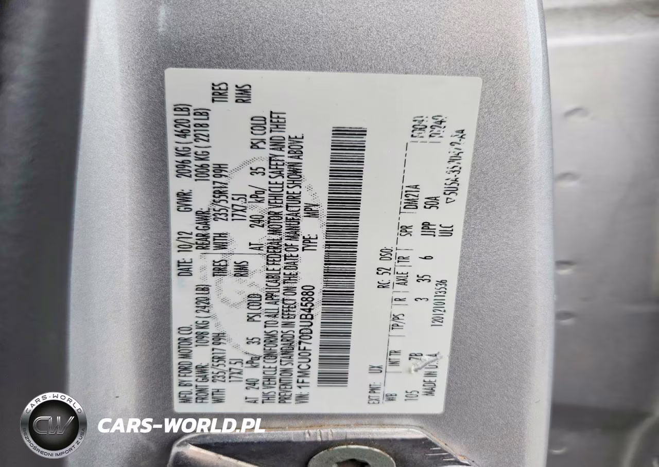 2013 Ford Escape S VIN:1FMCU0F70DUB45880 - 12