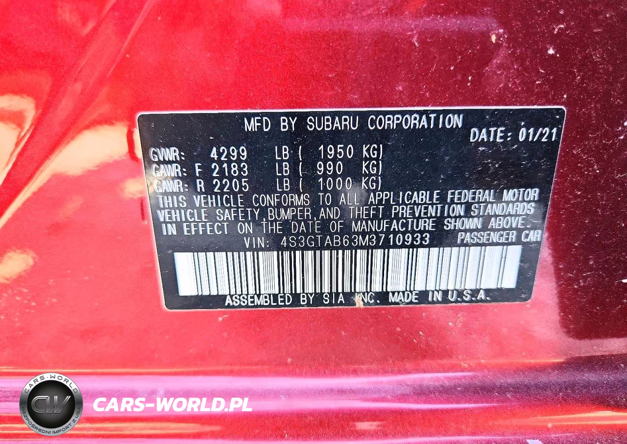 2021 Subaru Impreza VIN:4S3GTAB63M3710933 - 12